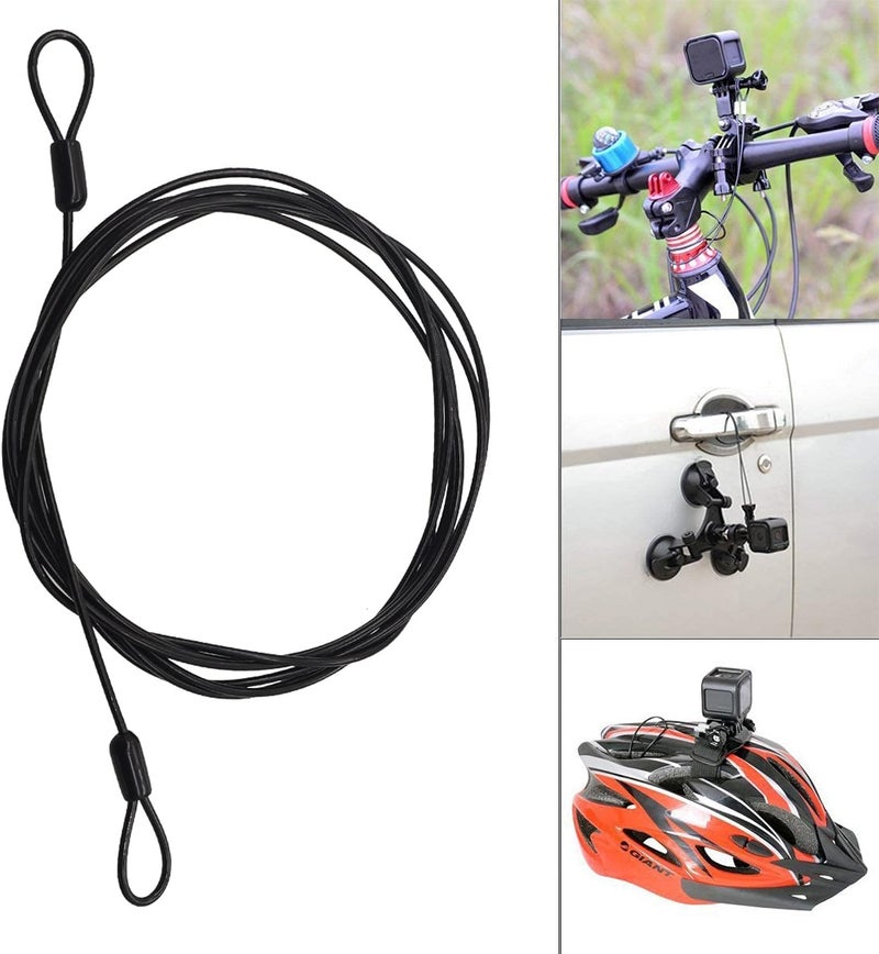 GOMRQING 3mm 200CM/6.6ft Long Outdoor Travel Security Cable Lock,Braided Steel Coated Safety Cable Luggage Lock,Safety Cable Wire Rope Chain Lock Double Loop Lightweight (2 Pack) - Image 4